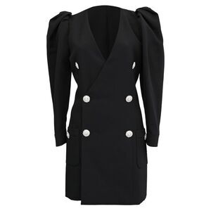 Alessandra Rich Wrap Dress in Black Virgin Wool